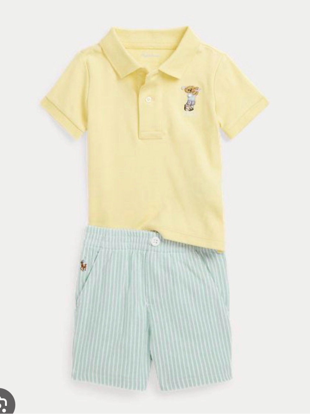 Polo by Ralph Lauren Pale Yellow Bear Polo Top